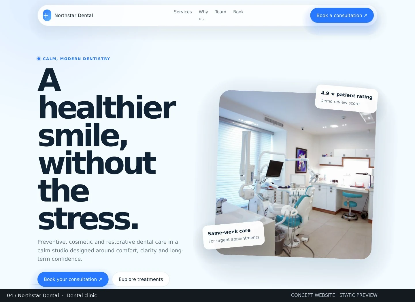 Northstar Dental website concept