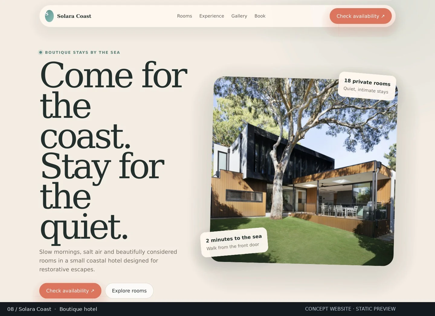 Solara Coast hospitality website concept
