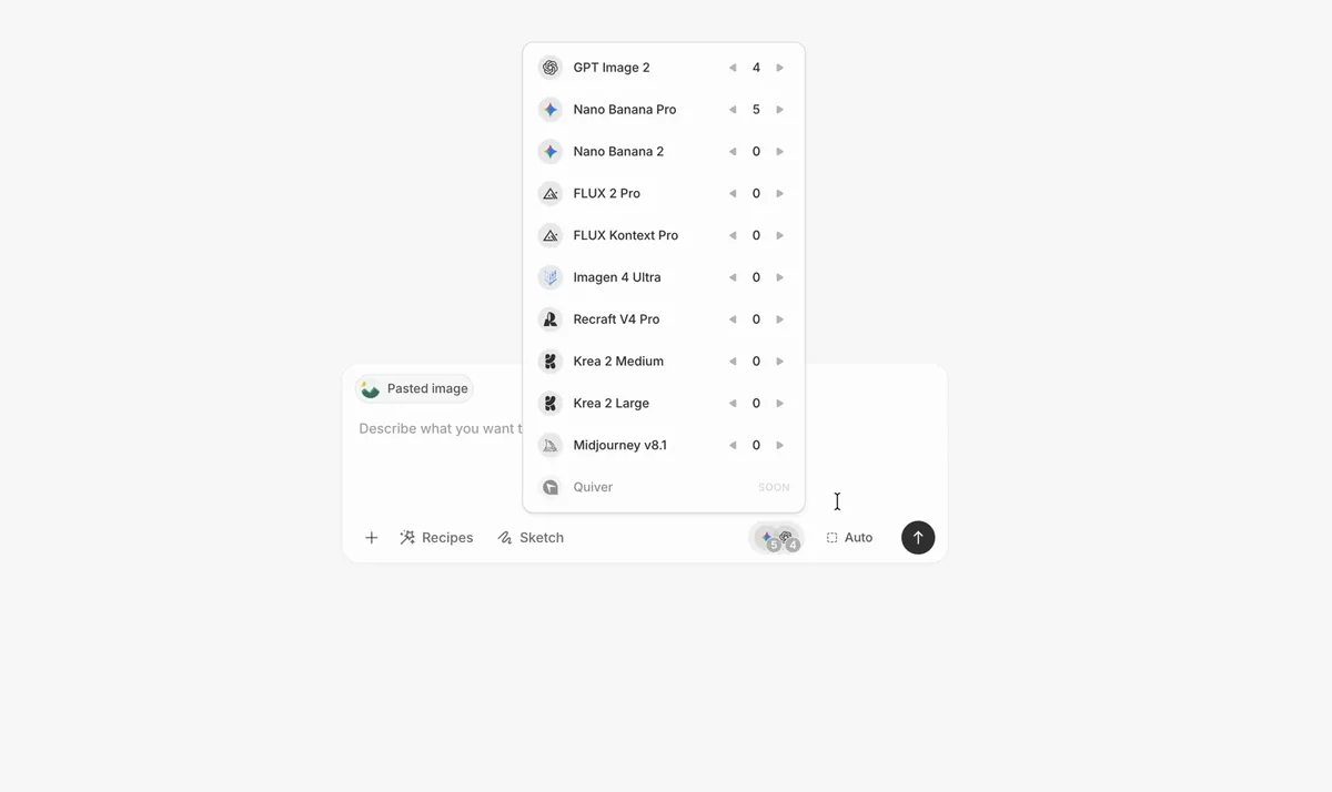 Model selection interface