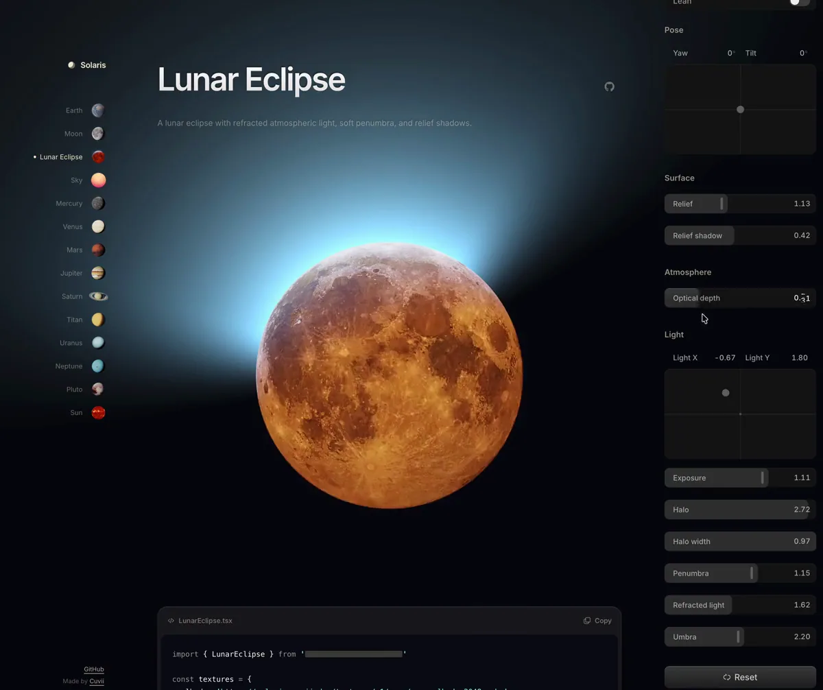 Lunar eclipse shader experiment