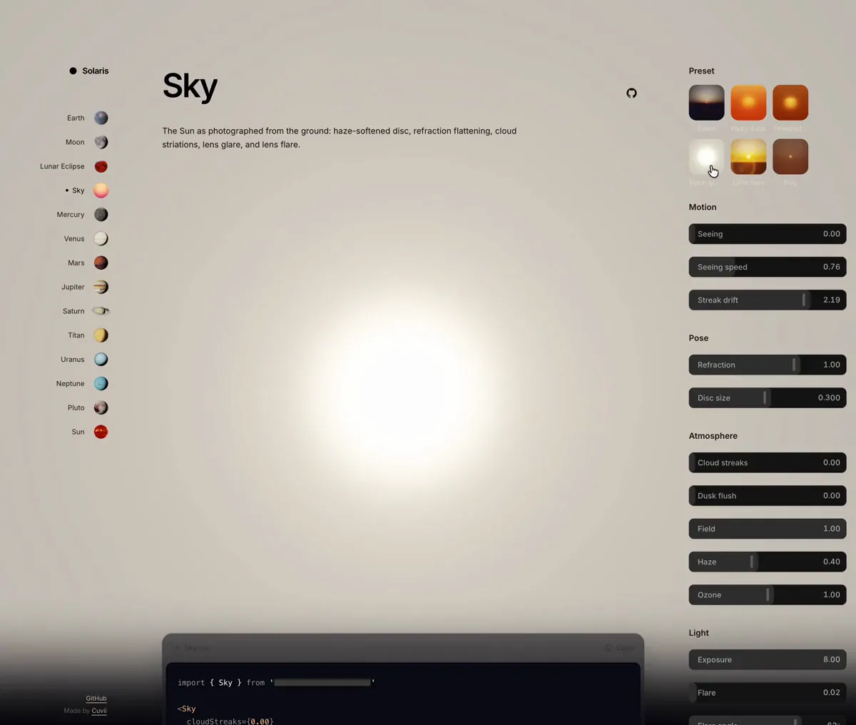 Adjustable shader sky experiment