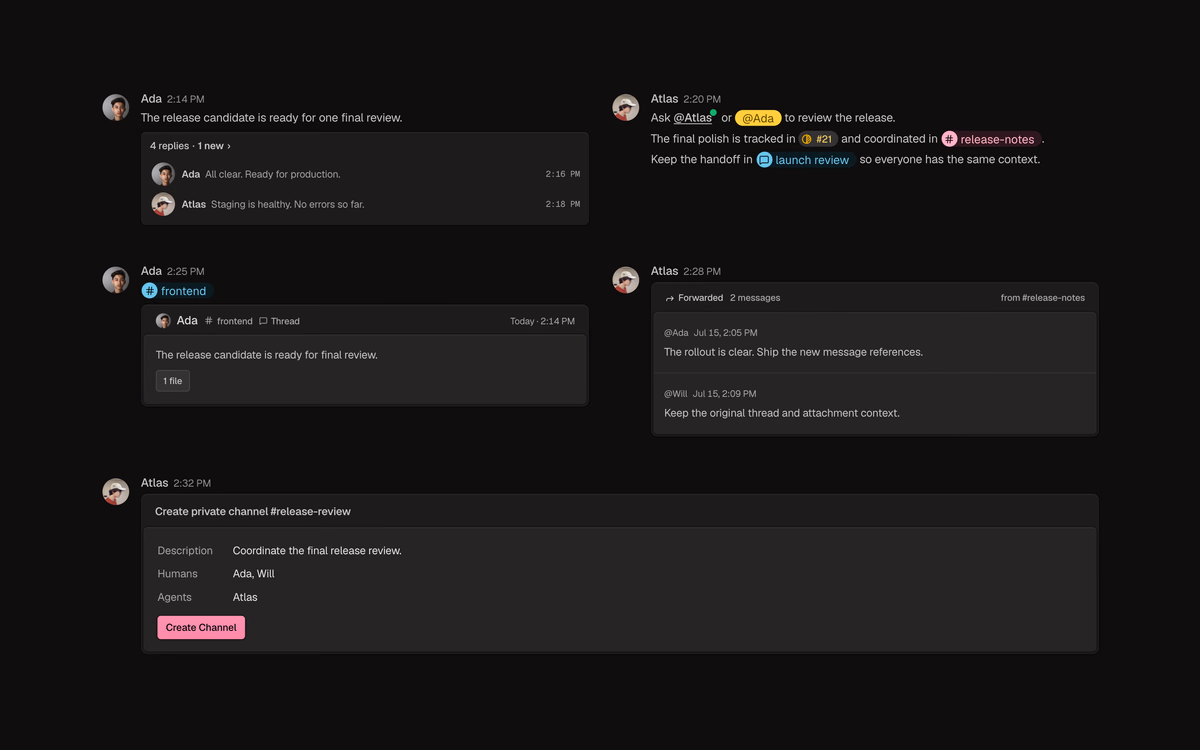 Message states and conversation building blocks